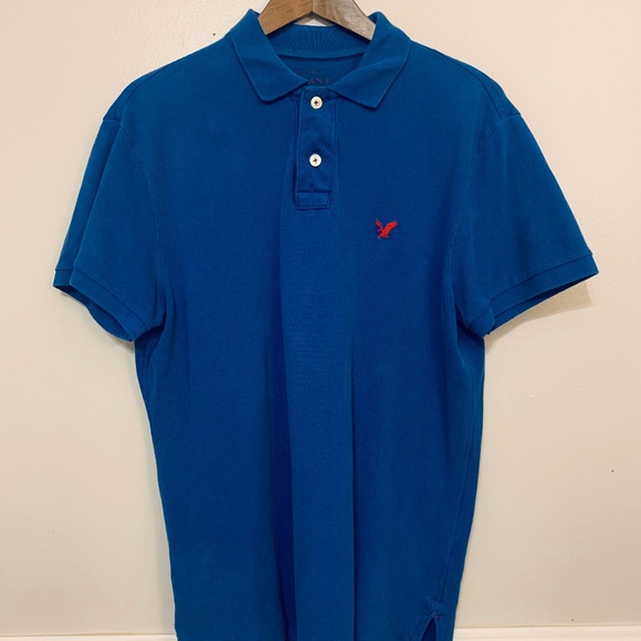 American Eagle AE Blue Polo with Red Logo Sz M - Picture 3 of 5